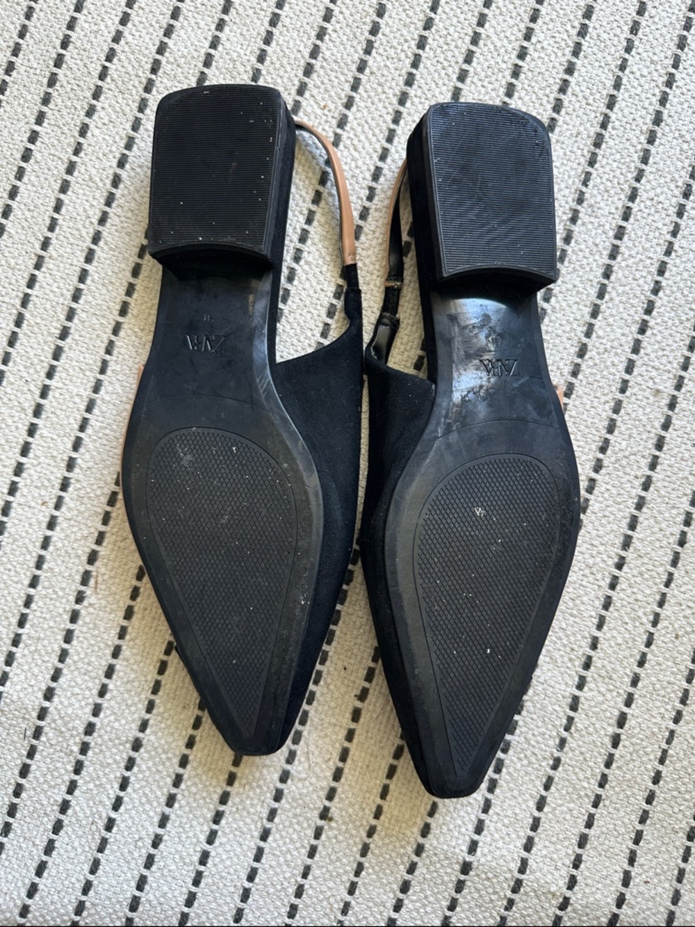 Zara Black and Tan Pointed Slingback Flats - Picture 3 of 4